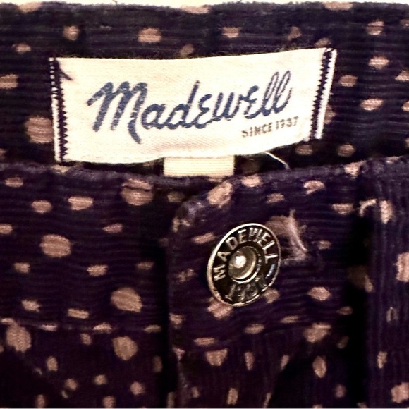 Madewell Skinny Corduroy Stretchy Jeans Navy and Beige Polkadot Size 25 - Picture 4 of 13